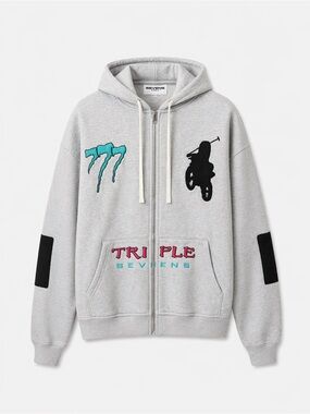Triple 7 Gray Zip-Up Hoodie with matching Sweatpants